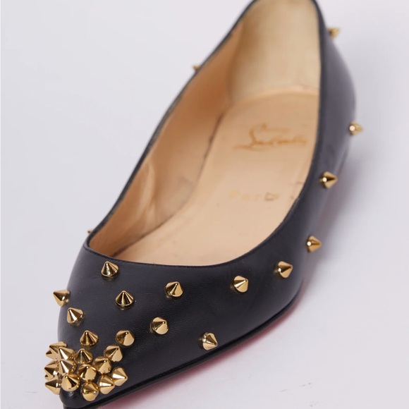CHRISTIAN LOUBOUTIN DEGRASPIKE LEATHER BALLET FLATS - Picture 4 of 15